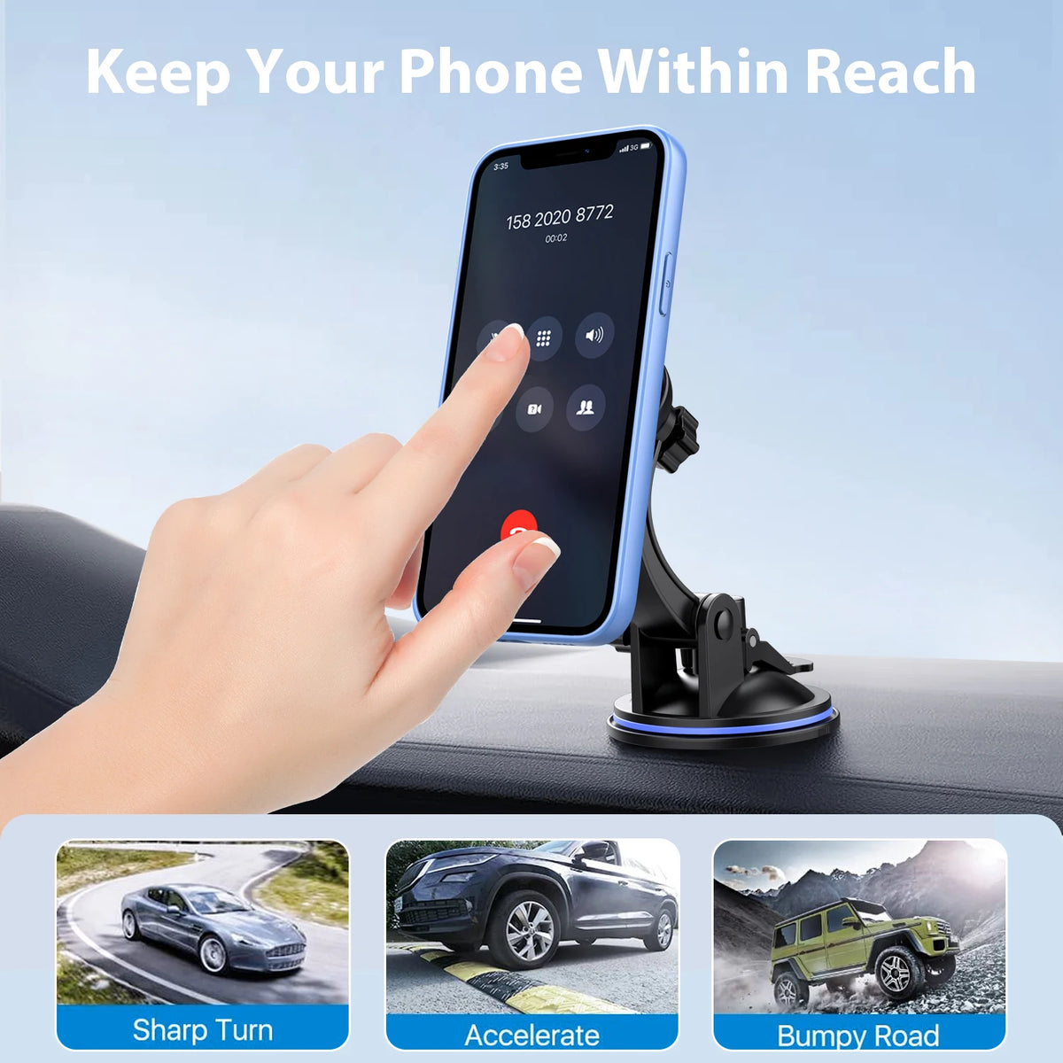 Phone Holders For Your Car Cell Phone Mount for Car Dashboard Windshield Mount Truck Stand  Universal Phone Holder 360°rotatable