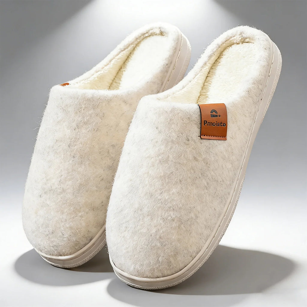Winter Men Felt Platform  House Slippers Ultra Warm Cushion   Cozy Living Non-Slip TPR Outdoor Indoor House