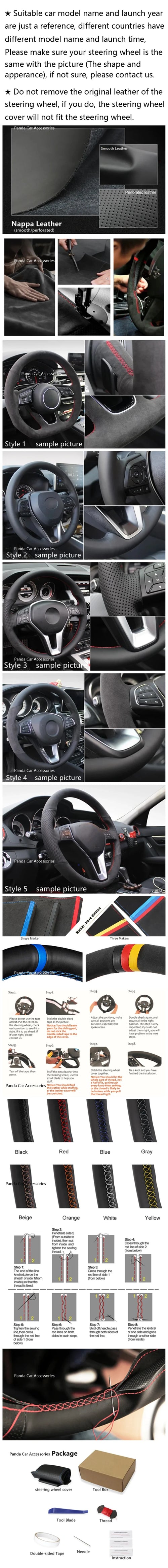 Alcantara Steering Wheel Cover Real Leather White Thread Car Accessoires for Mercedes-Benz C-CLASS W206 / E-CLASS W213 / S- W223