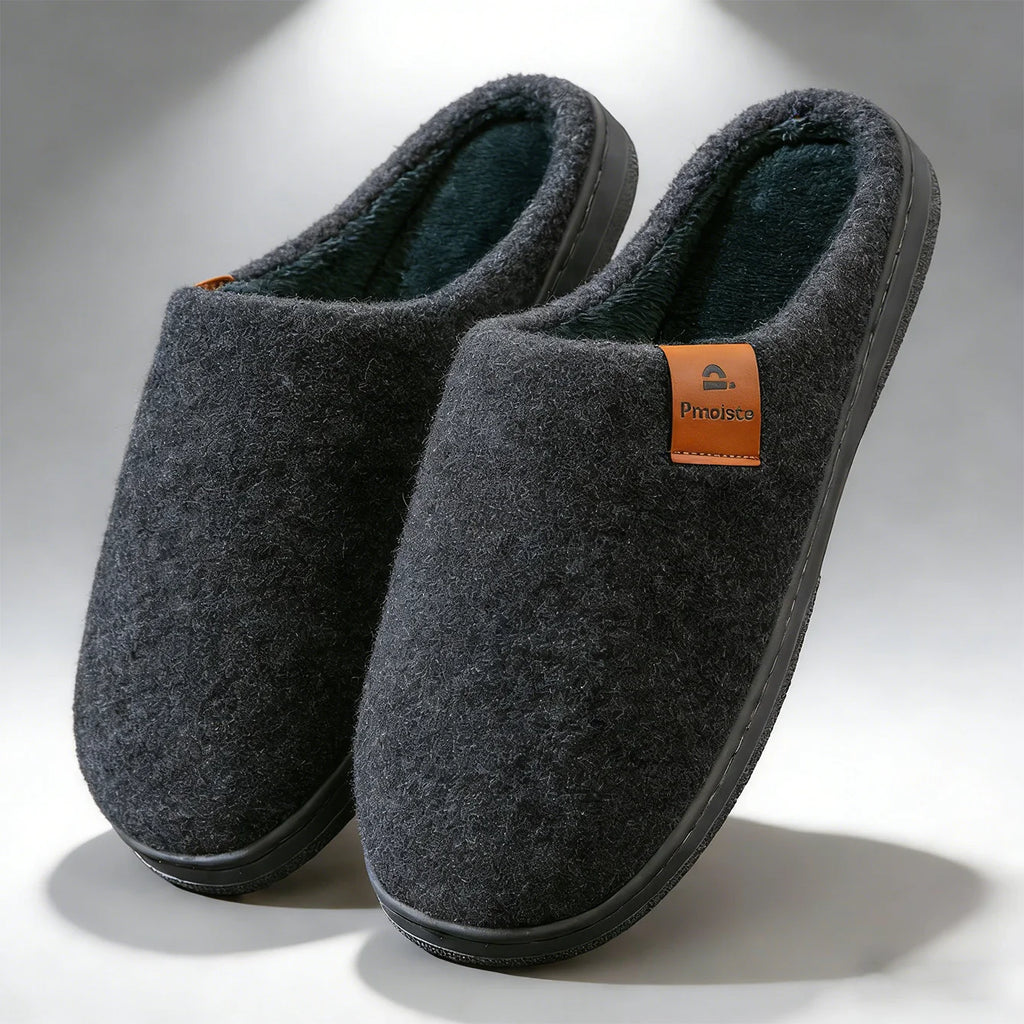 Winter Men Felt Platform  House Slippers Ultra Warm Cushion   Cozy Living Non-Slip TPR Outdoor Indoor House
