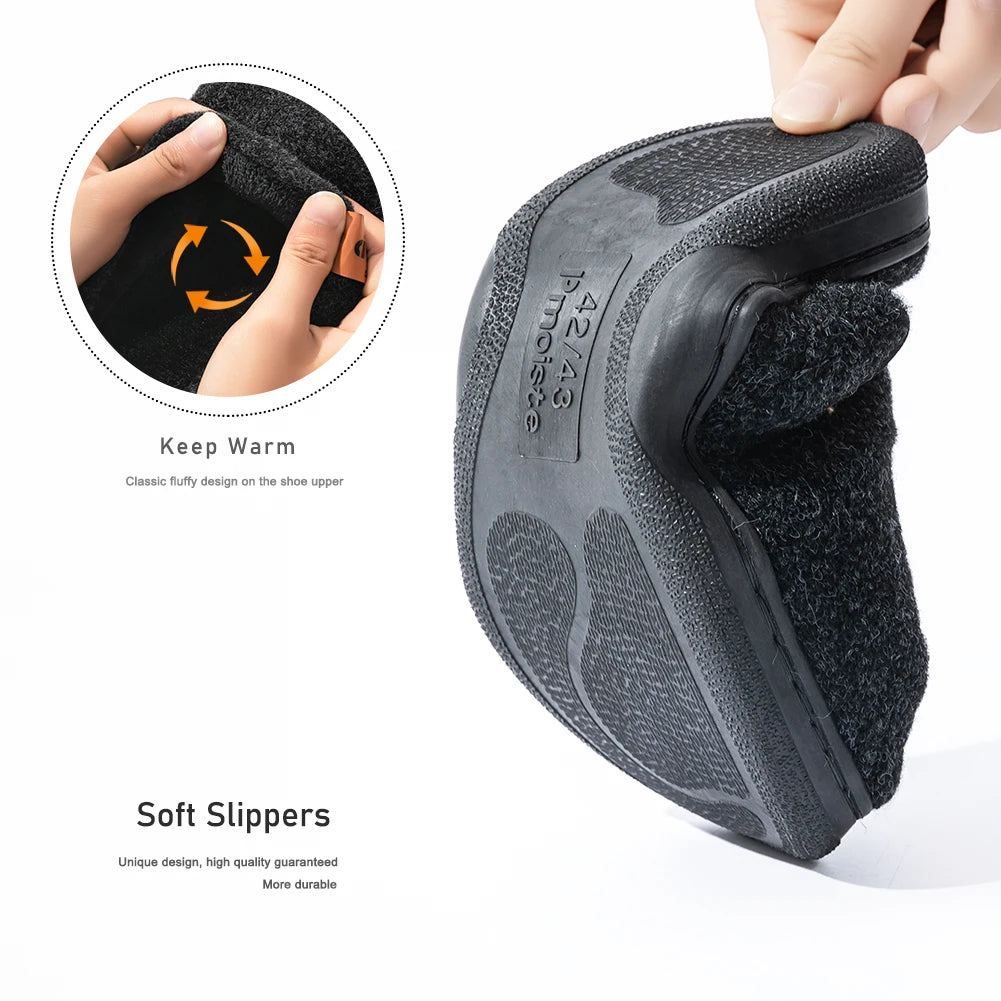 Winter Men Felt Platform  House Slippers Ultra Warm Cushion   Cozy Living Non-Slip TPR Outdoor Indoor House