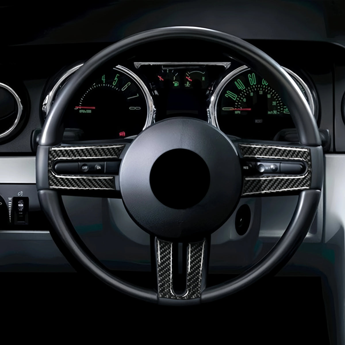 For Ford Mustang 2005 2006 2007 2008 2009 Carbon Fiber Car Interior Steering Wheel Panel Cover Trim Sticker Auto Accessoires
