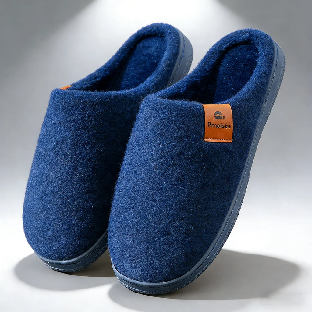 Winter Men Felt Platform  House Slippers Ultra Warm Cushion   Cozy Living Non-Slip TPR Outdoor Indoor House