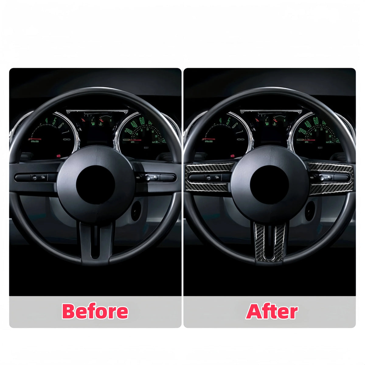 For Ford Mustang 2005 2006 2007 2008 2009 Carbon Fiber Car Interior Steering Wheel Panel Cover Trim Sticker Auto Accessoires