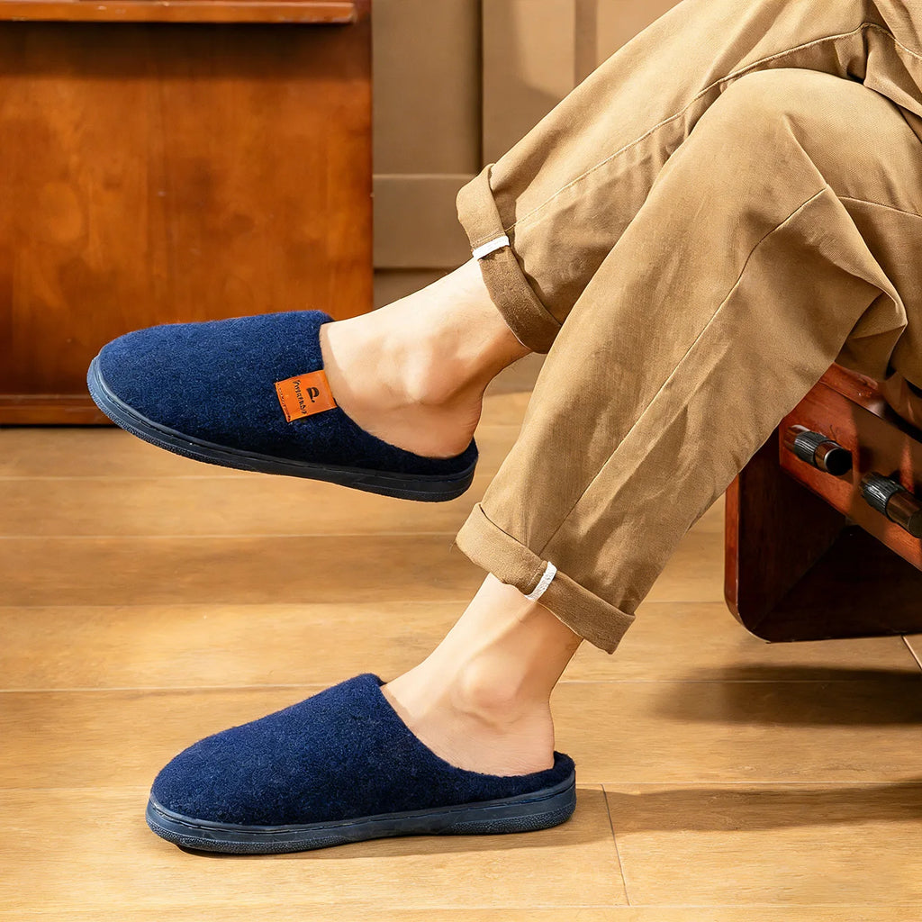 Winter Men Felt Platform  House Slippers Ultra Warm Cushion   Cozy Living Non-Slip TPR Outdoor Indoor House