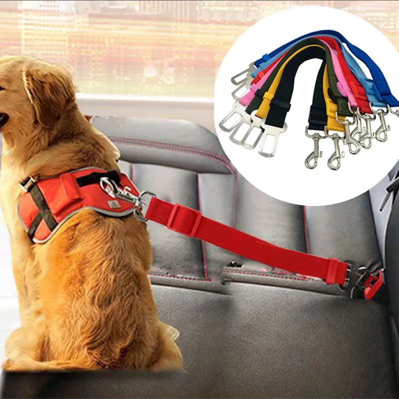 Adjustable Dog Car Seat Belt Safety Harness with Lead Clip Traction Harness for Cats And Dogs Vehicle Pet Seat Accessory